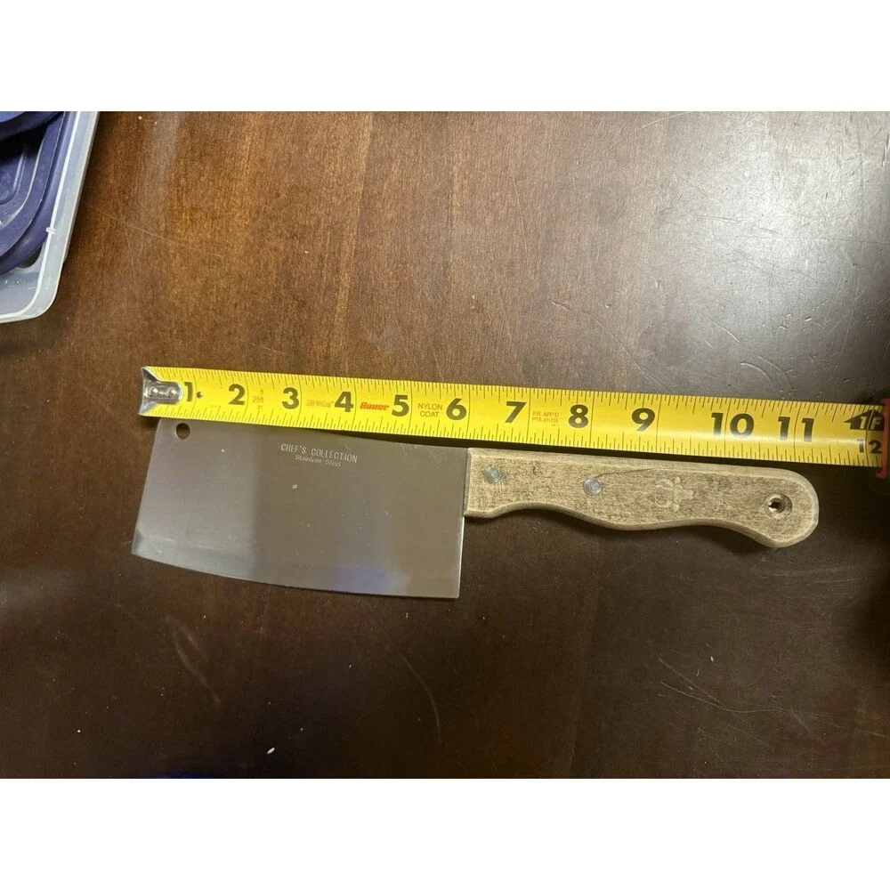 VTG Stainless Japan 6” Chef Utility Cleaver Kitchen Knife Rocking Chopper Wood